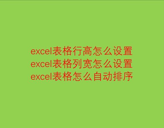 excel设置行高和列宽为自动调整(excel表格自动排序怎么设置)